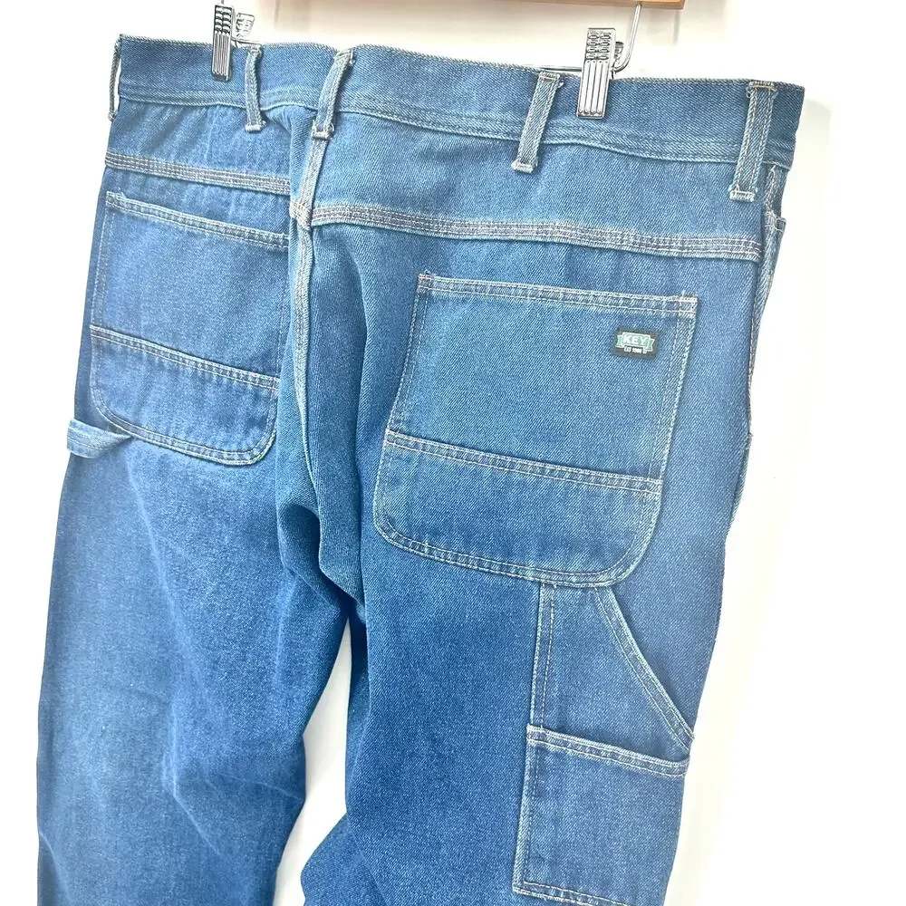 Key Carpenter Jeans Mens 40x32 (38x30 ACTUAL) Blue Denim‎ Classic